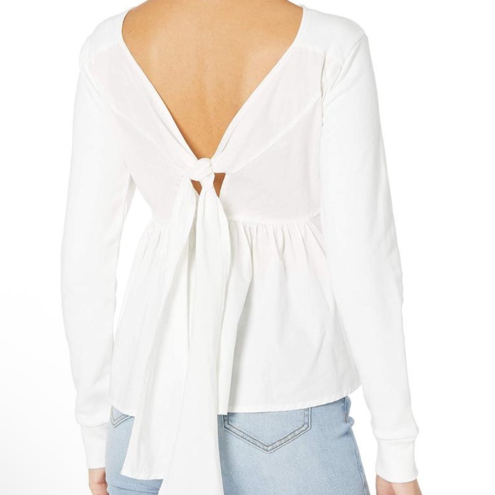 Ella Moss Romantic White V Back w/ Ruffle Bottom Sweatshirt Sz XL NWT